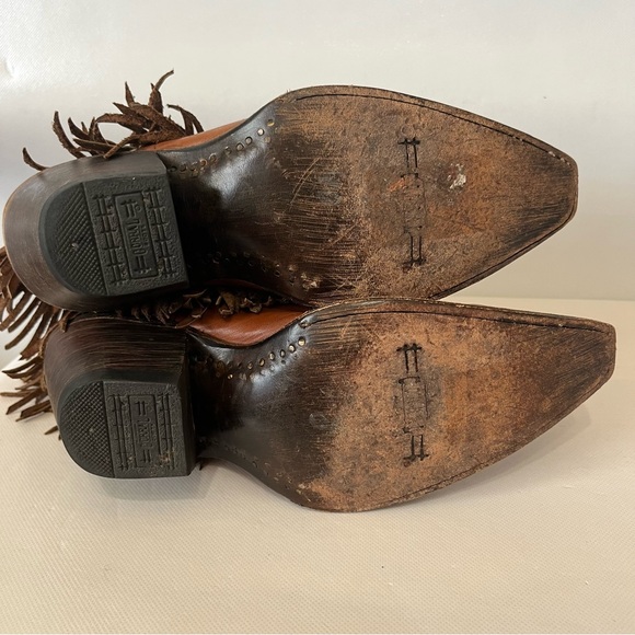 Corral Brown Leather Fringe Western Cowboy Boots - Picture 9 of 13